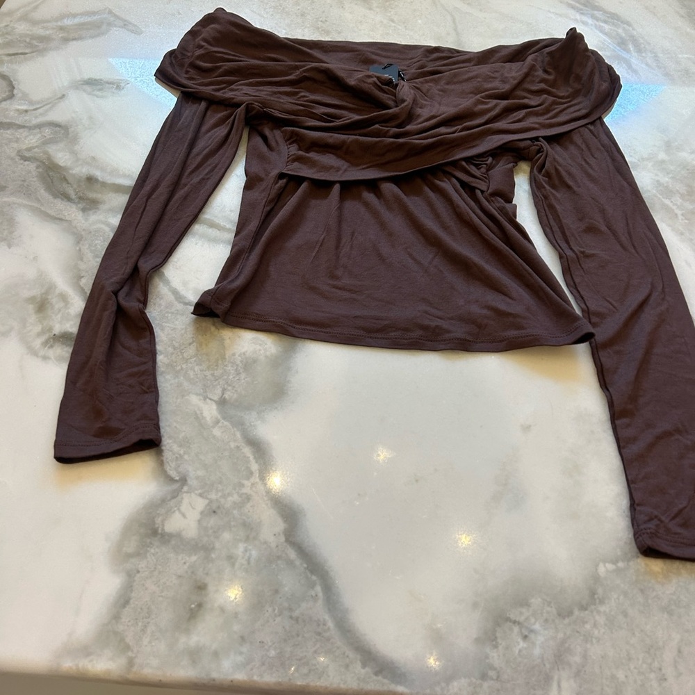 Fashion Nova Chocolate Off-Shoulder Blouse